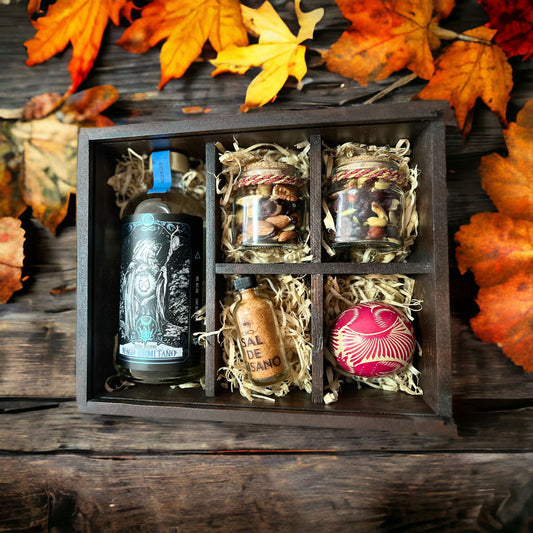 Caja de Madera de Pino Personalizada con Mezcal Artesanal Espadín 750 ml